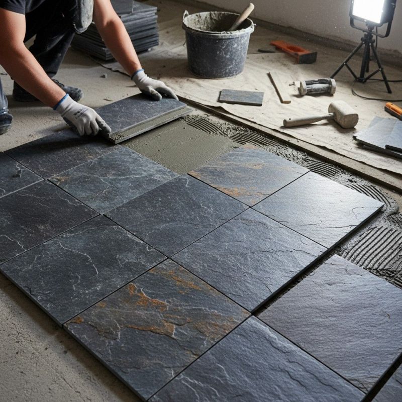 Slate Tile Floor Installation detail